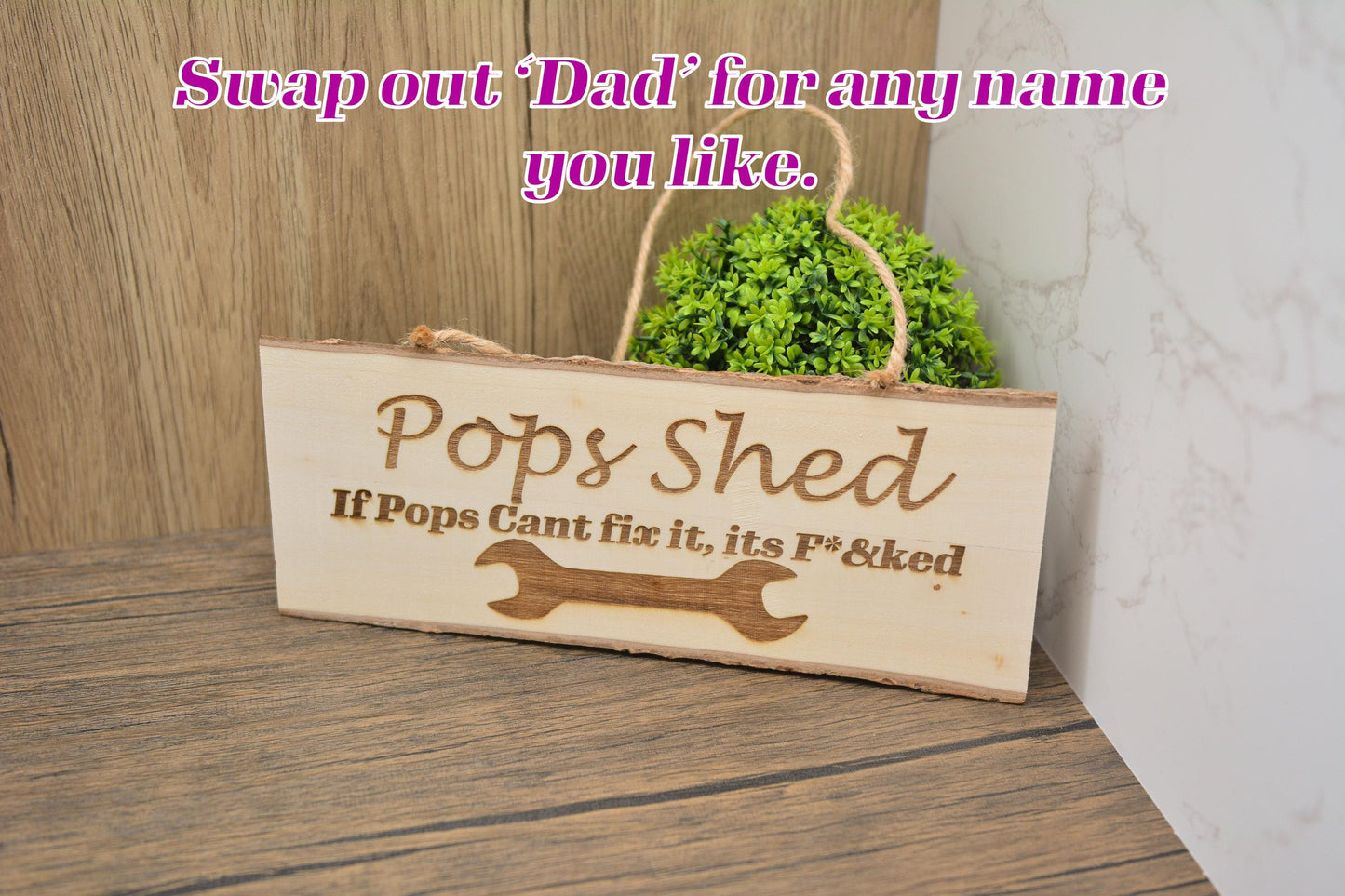 Funny Dad Shed Sign – “If Dad Can’t Fix It, It’s F&cked” – Rustic Wooden Wall Plaque for Father’s Day, Man Cave or Garage Gift
