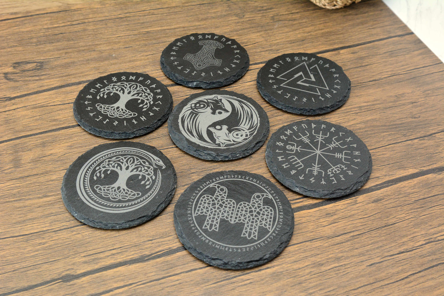 Norse Slate Coasters – Engraved Viking Symbols for Home, Hearth & Ritual – A Gift from the Old Ways