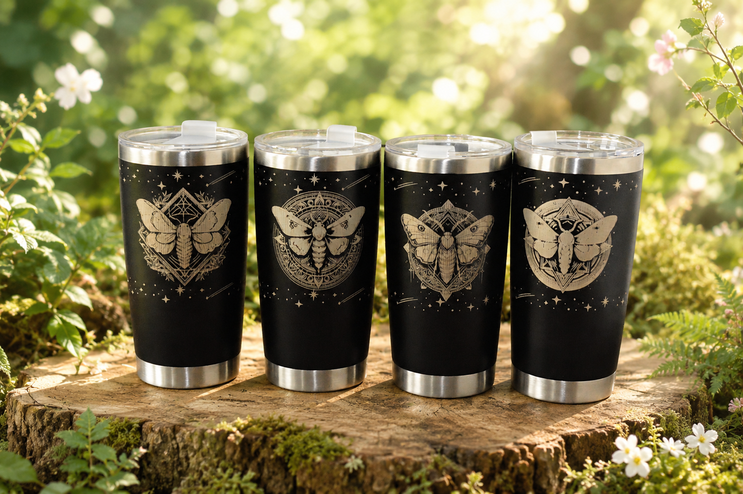 Mystical Moth Insulated Tumbler | Engraved Stainless Steel Travel Cup