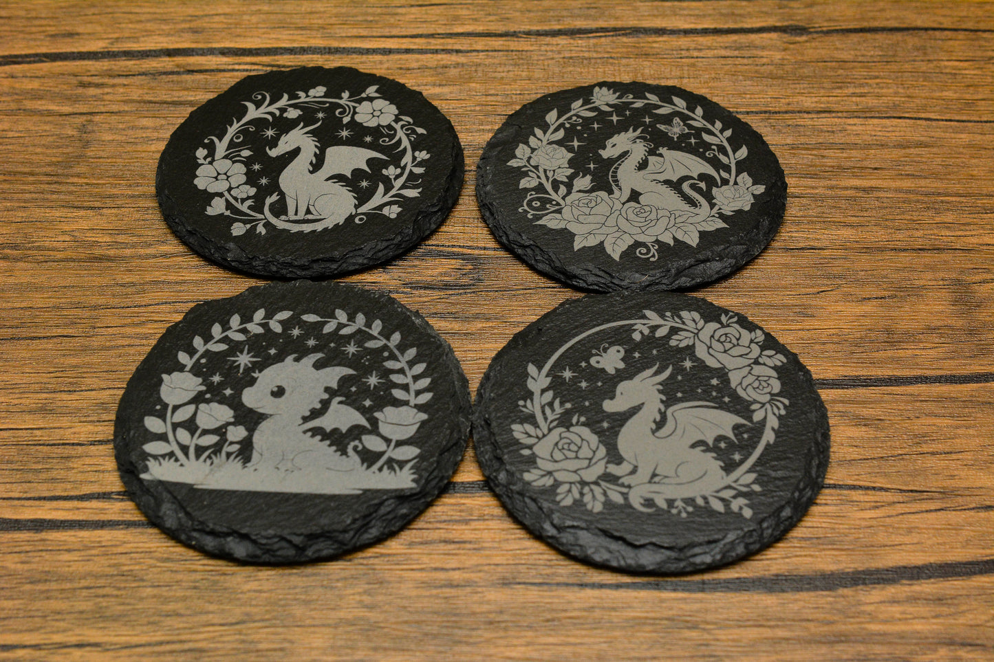 Cute Dragon Slate Coaster – Whimsical Fantasy Cottagecore Decor & Magical Home Giftare)