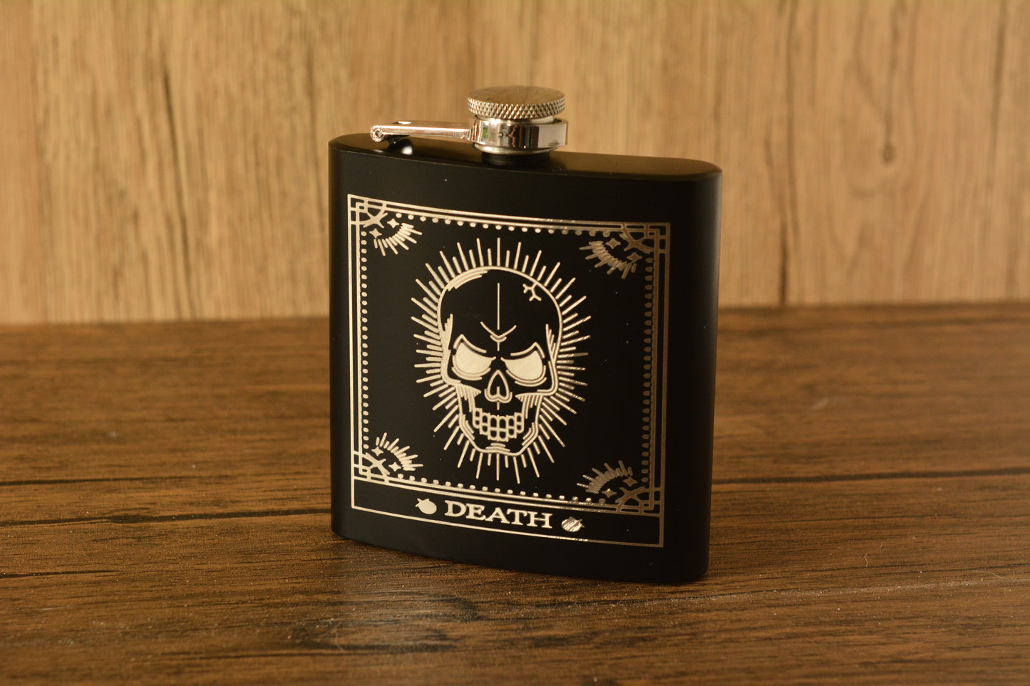 Tarot Hip Flask – 6oz Engraved Stainless Steel Flask with Gift Box & Funnel