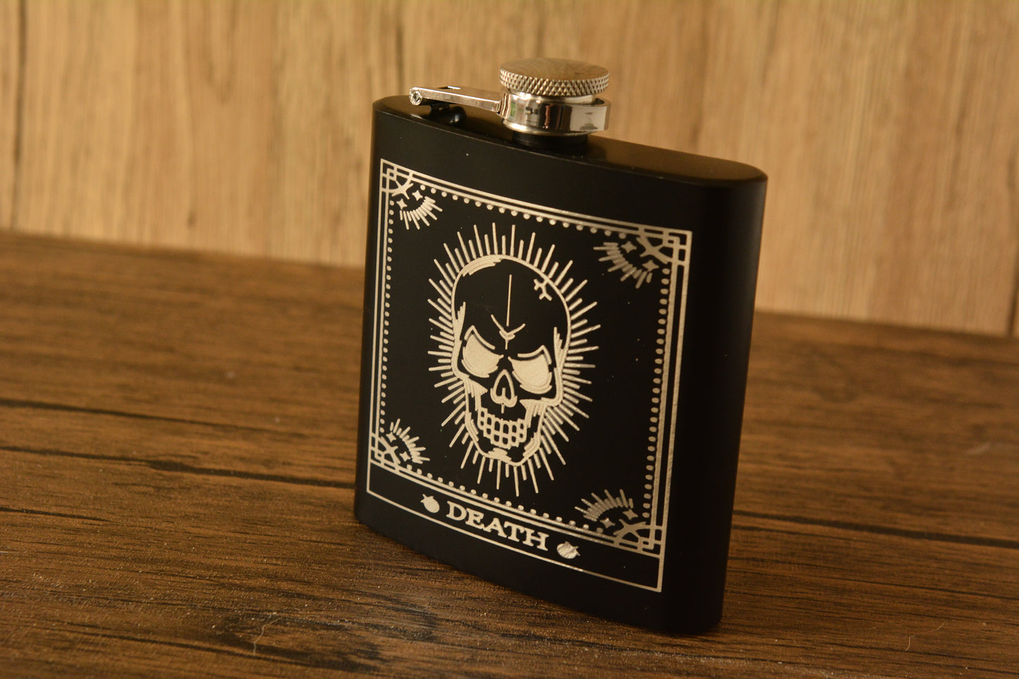 Tarot Hip Flask – 6oz Engraved Stainless Steel Flask with Gift Box & Funnel