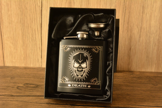 Tarot Hip Flask – 6oz Engraved Stainless Steel Flask with Gift Box & Funnel