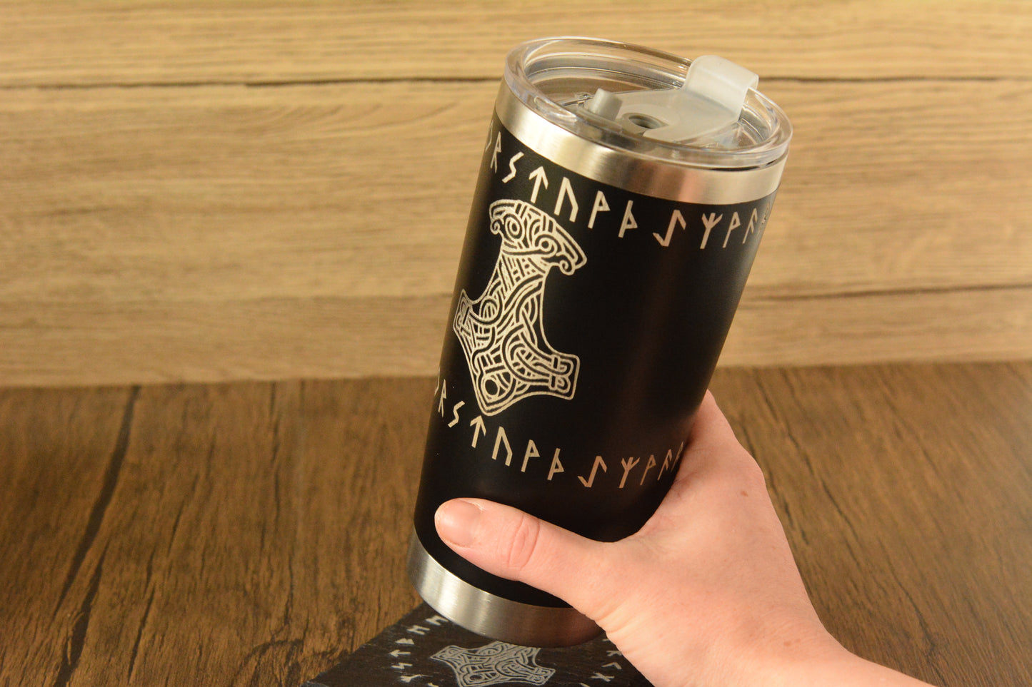 Norse Thermal Mug – Engraved Viking Travel Cup, 500ml Insulated Stainless Steel