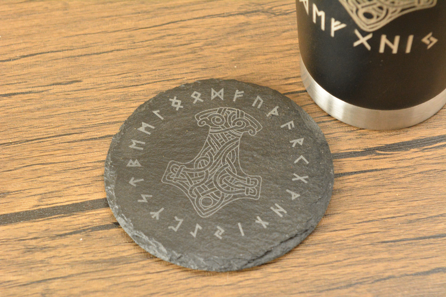Mjolnir Norse Tumbler & Coaster Gift Set – Engraved Viking Thermal Mug