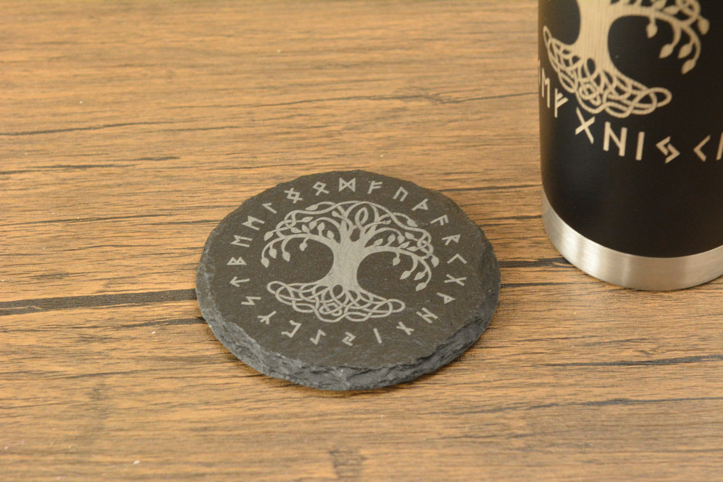 Yggdrasil Norse Tumbler & Coaster Gift Set – Engraved Viking Thermal Mug