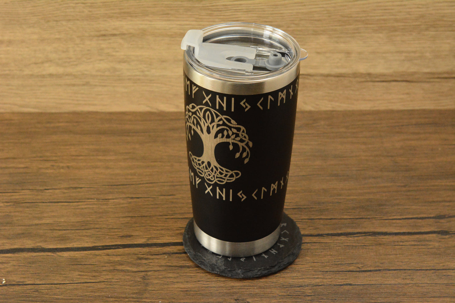 Yggdrasil Norse Tumbler & Coaster Gift Set – Engraved Viking Thermal Mug