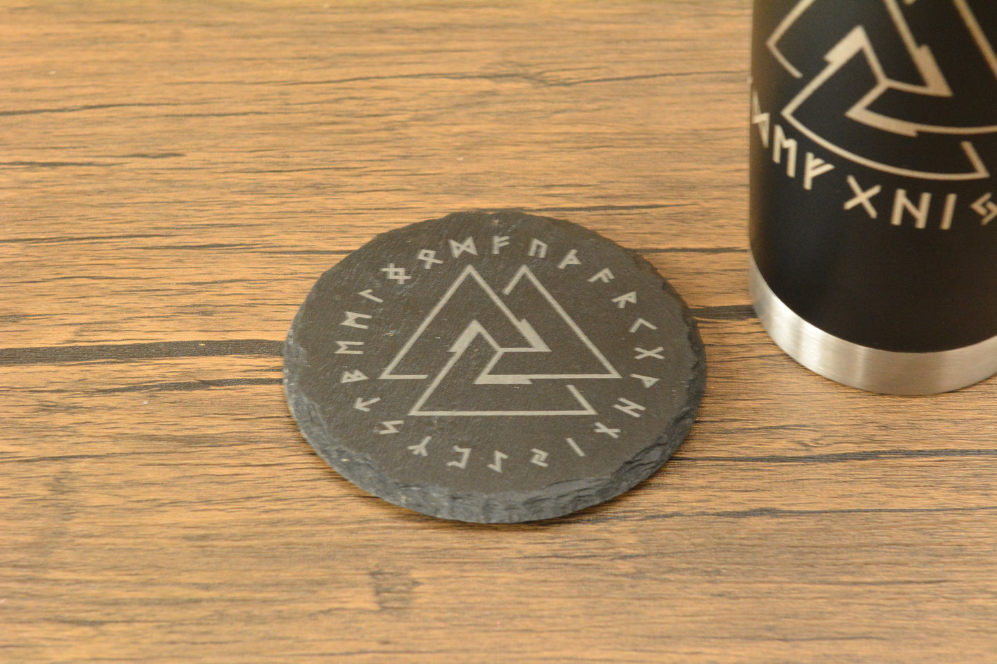 Valknut Norse Tumbler & Coaster Gift Set – Engraved Viking Thermal Mug
