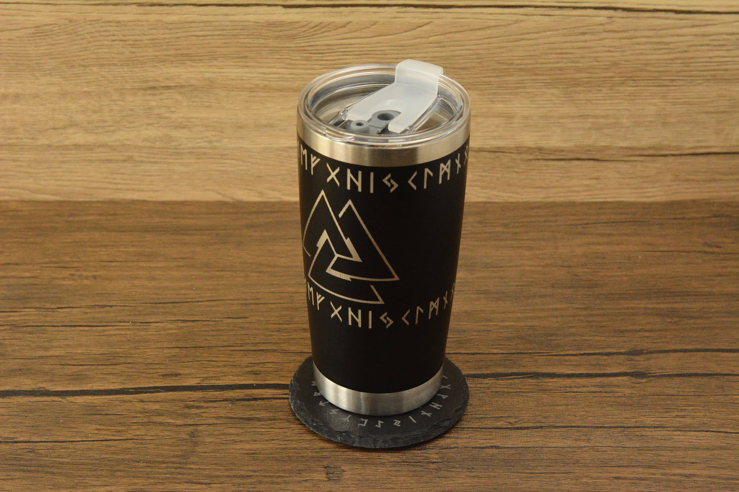 Valknut Norse Tumbler & Coaster Gift Set – Engraved Viking Thermal Mug