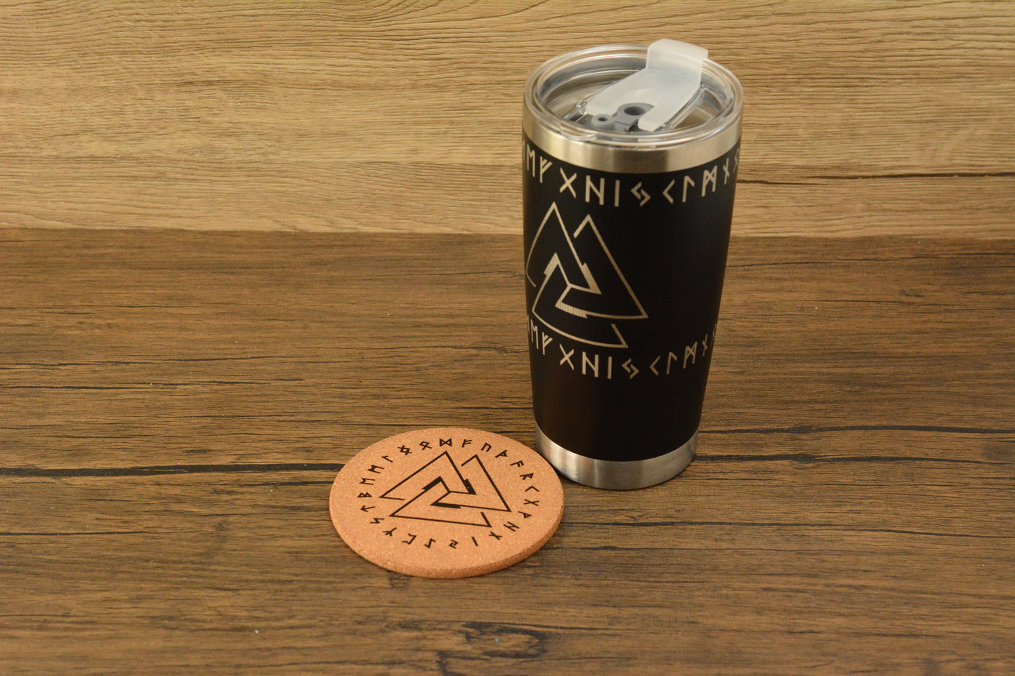 Valknut Norse Tumbler & Coaster Gift Set – Engraved Viking Thermal Mug