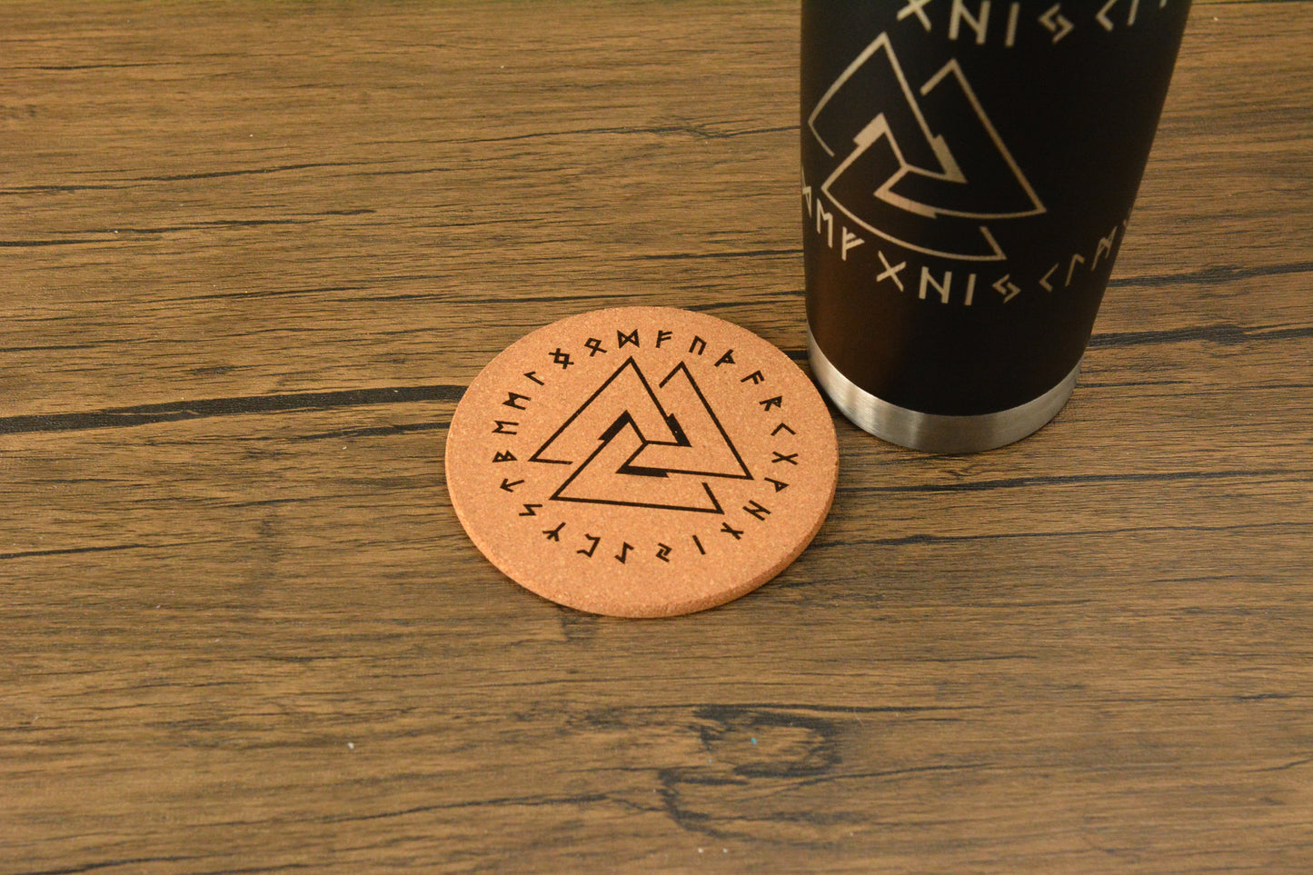 Valknut Norse Tumbler & Coaster Gift Set – Engraved Viking Thermal Mug