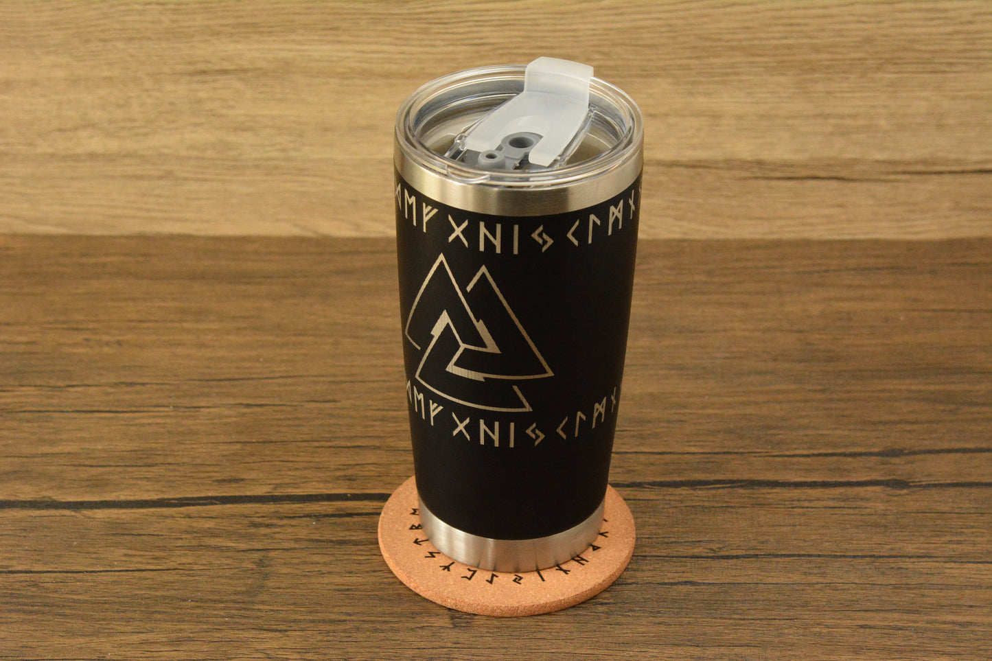 Valknut Norse Tumbler & Coaster Gift Set – Engraved Viking Thermal Mug