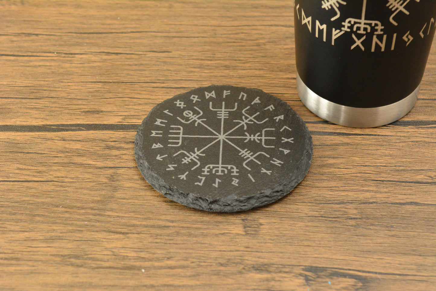 Vegvisir Norse Tumbler & Coaster Gift Set – Engraved Viking Thermal Mug