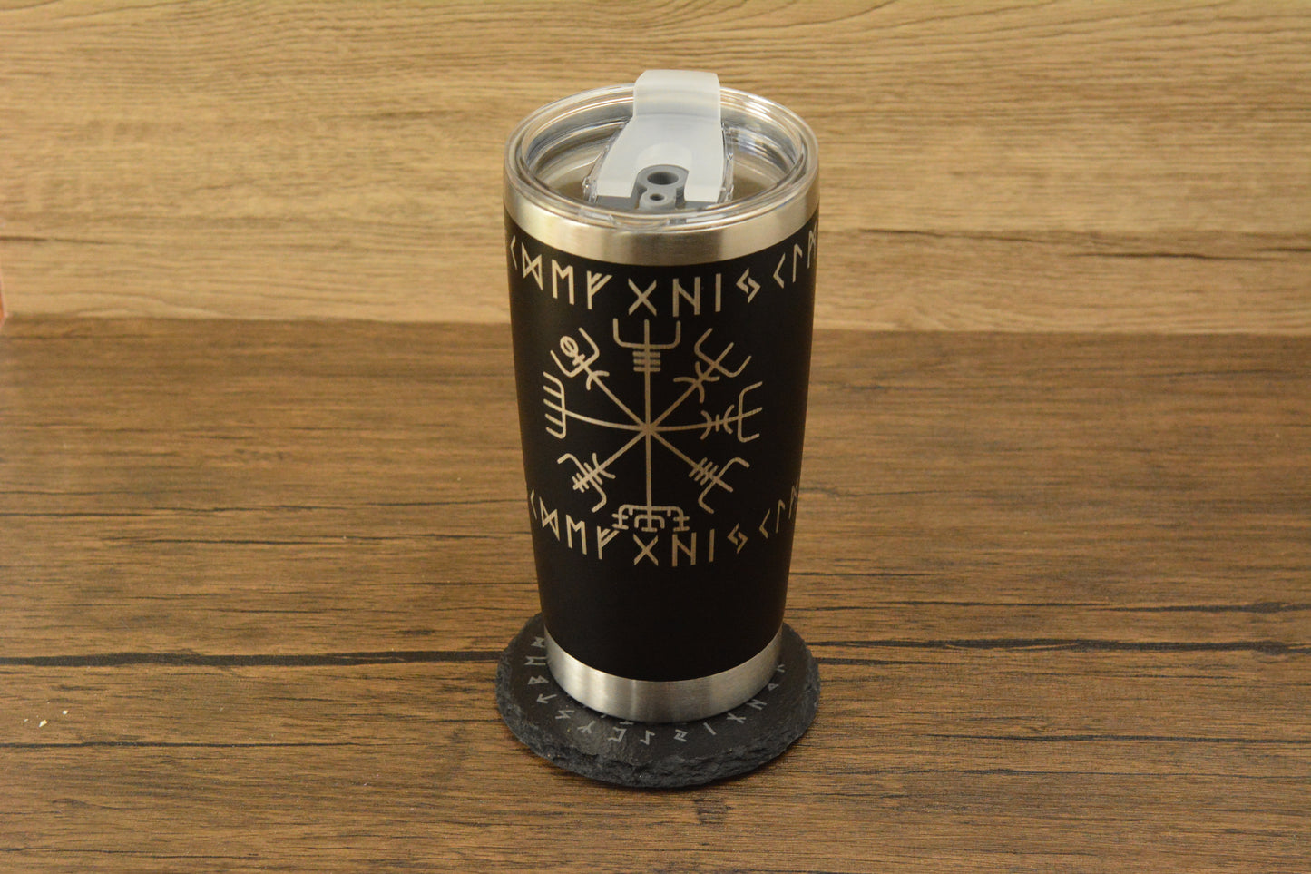 Vegvisir Norse Tumbler & Coaster Gift Set – Engraved Viking Thermal Mug