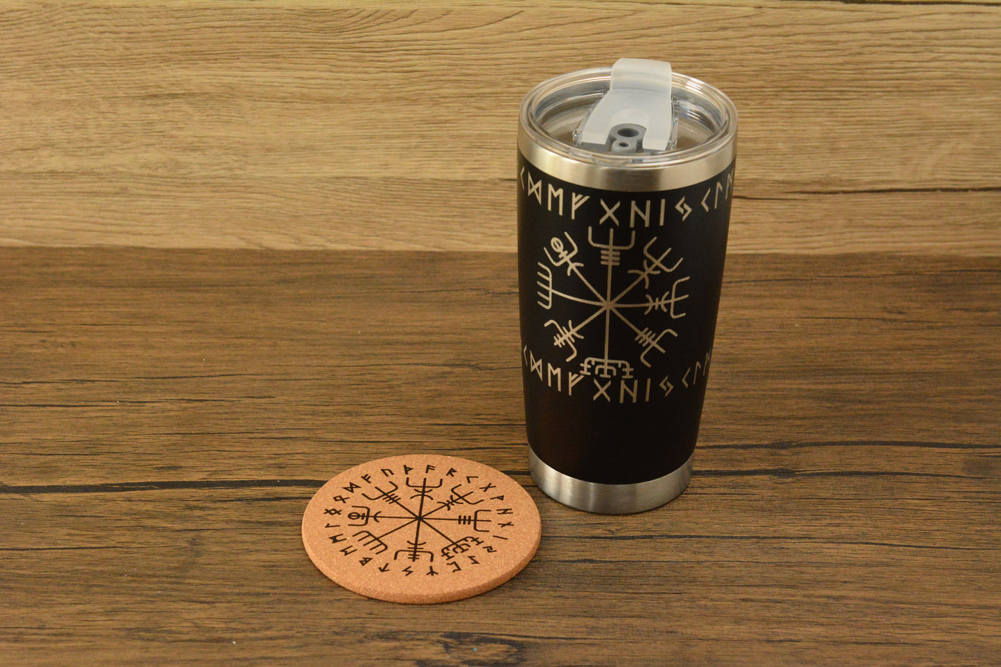 Vegvisir Norse Tumbler & Coaster Gift Set – Engraved Viking Thermal Mug
