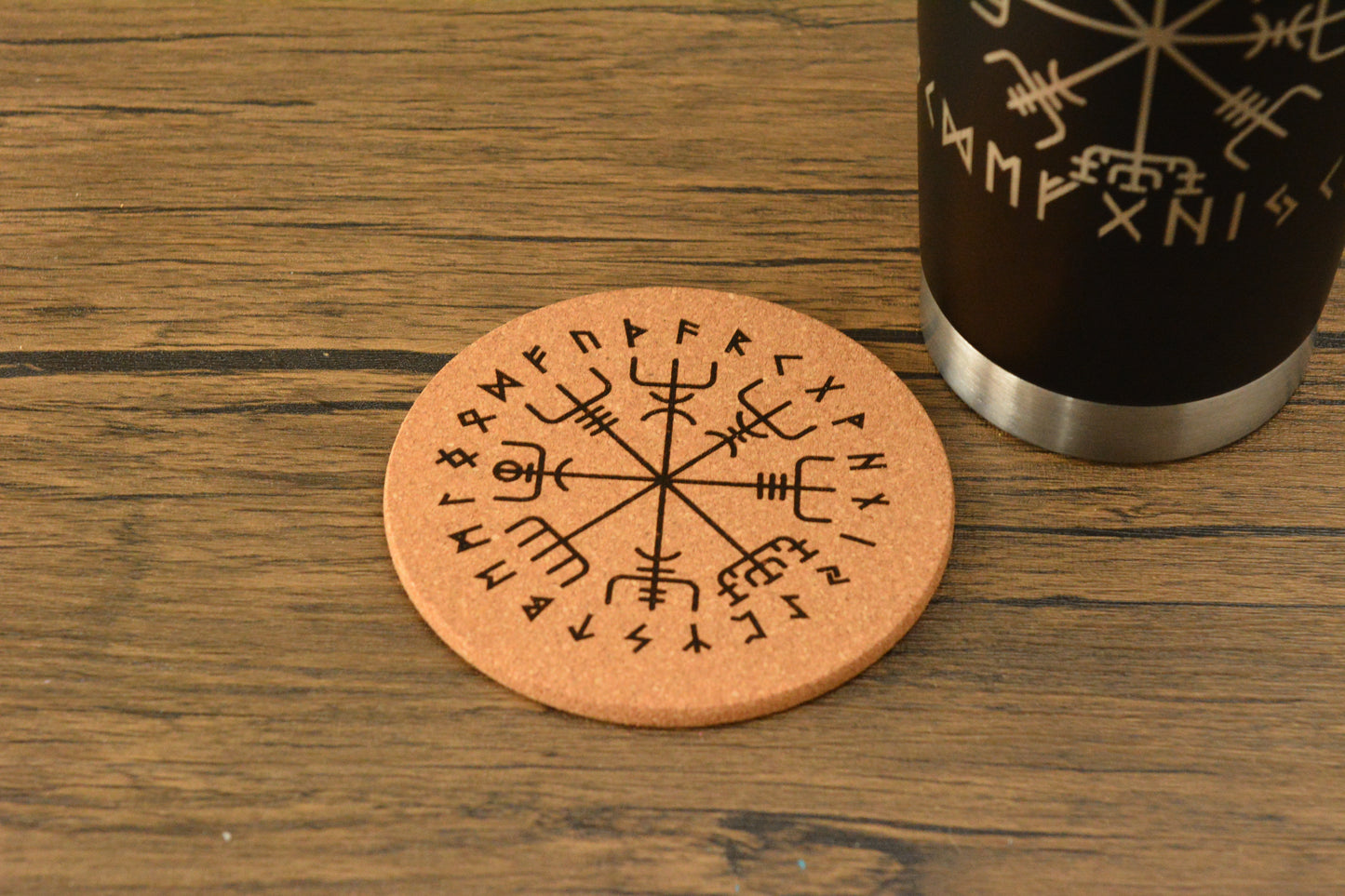 Vegvisir Norse Tumbler & Coaster Gift Set – Engraved Viking Thermal Mug