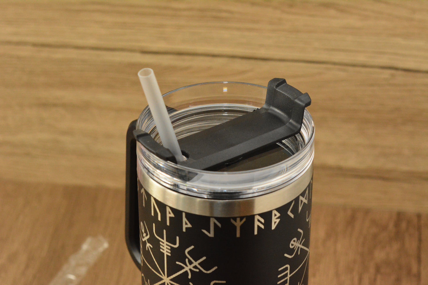 Norse 1.13L Tumbler – Engraved Viking Large Travel Mug with Handle & Straw