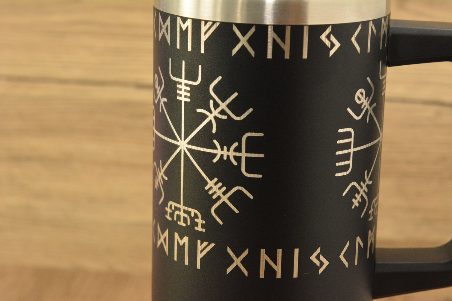 Norse 1.13L Tumbler – Engraved Viking Large Travel Mug with Handle & Straw
