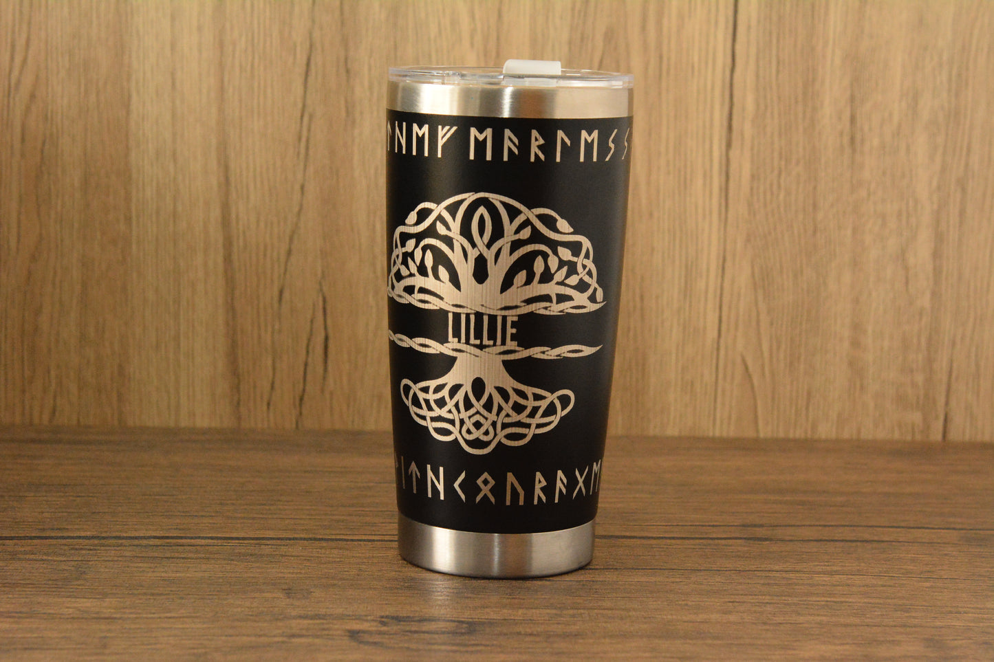 Personalised Norse Engraved Stainless Steel Tumbler , Custom Viking Travel Mug