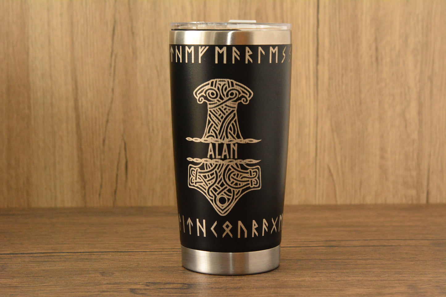 Personalised Norse Engraved Stainless Steel Tumbler , Custom Viking Travel Mug