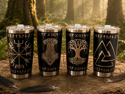 Norse Thermal Mug – Engraved Viking Travel Cup, 500ml Insulated Stainless Steel