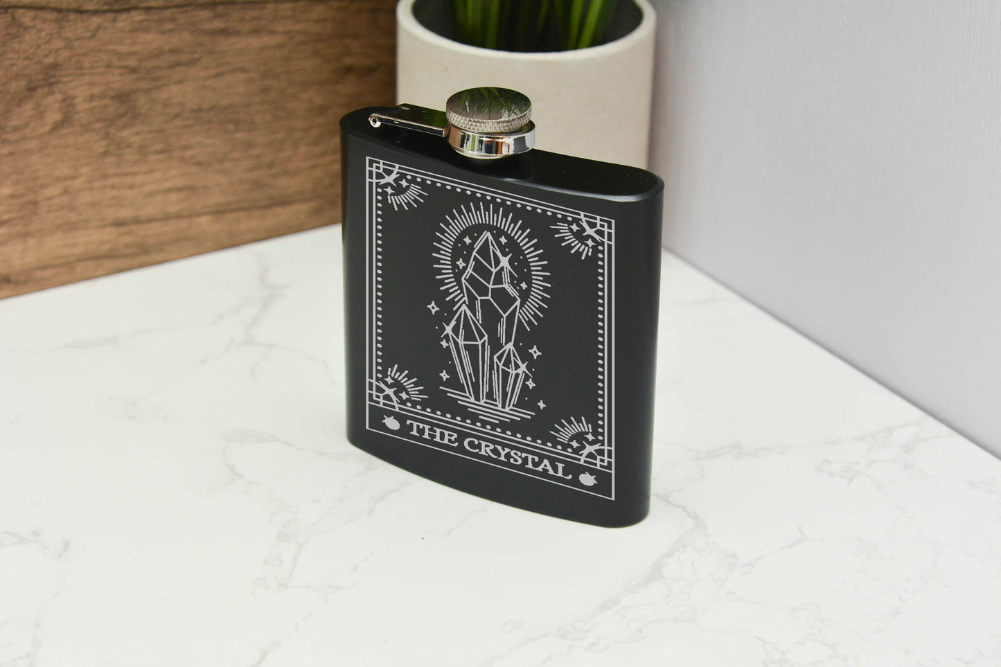 Tarot Hip Flask – 6oz Engraved Stainless Steel Flask with Gift Box & Funnel