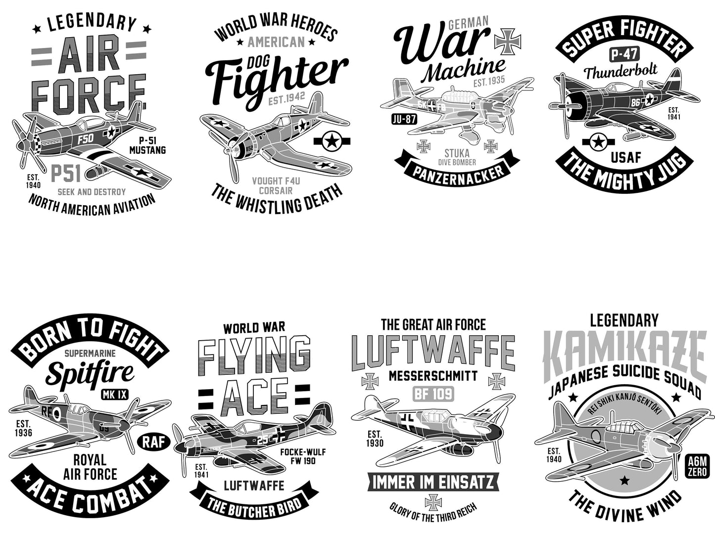 WWII Aircraft Slate Coasters – Fighter Plane Gift for Him – Gaming or Man Cave Decor – British, German, American & Japanese Designs