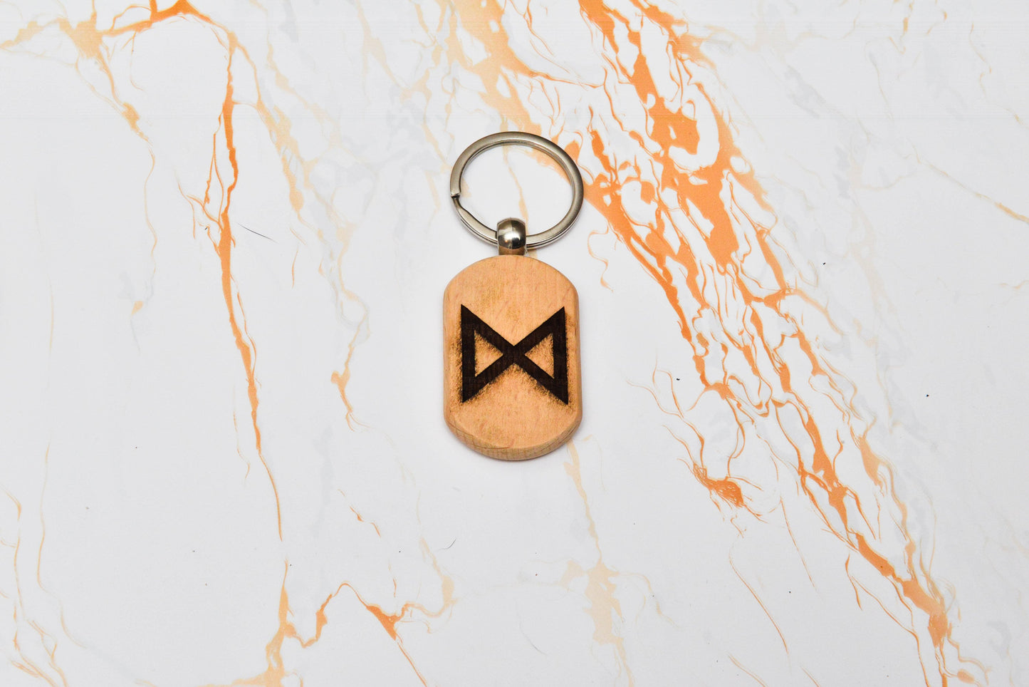 Engraved Viking Rune Keyring – Wooden Norse Letter Keepsake – Unique Pagan Gift Idea