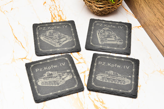 WWII German Panzer Slate Coaster – Historical Tank Drink Mat – Military Gaming Gift – Stone Coaster for Him or Man Cave Decor