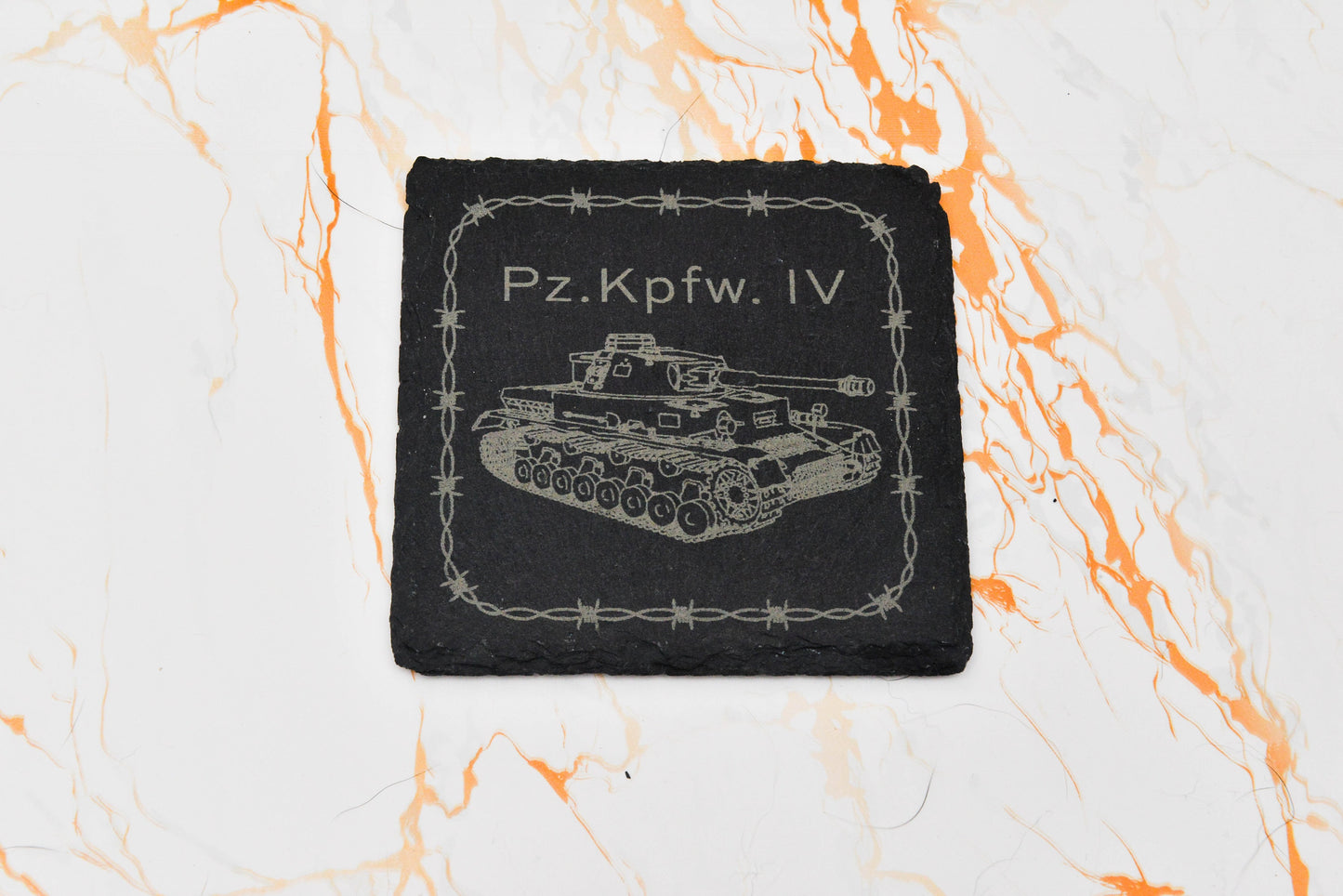 WWII German Panzer Slate Coaster – Historical Tank Drink Mat – Military Gaming Gift – Stone Coaster for Him or Man Cave Decor