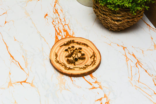 Herbal Garden Rustic Wooden coaster set. Farmhouse Herb coasters. Cottagecor laser engraved coaster. perfect gift for gardener or chef
