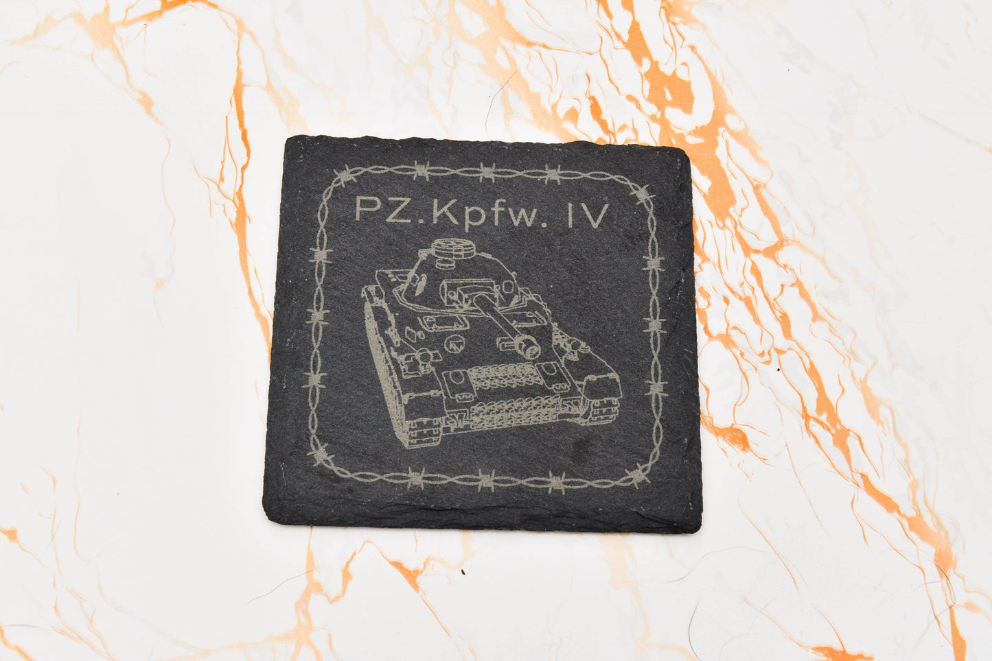 WWII German Panzer Slate Coaster – Historical Tank Drink Mat – Military Gaming Gift – Stone Coaster for Him or Man Cave Decor