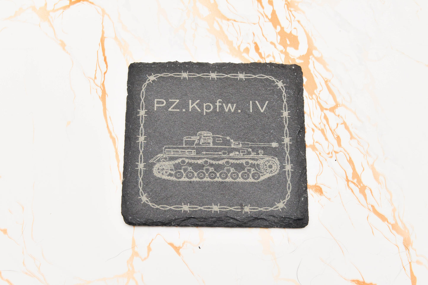 WWII German Panzer Slate Coaster – Historical Tank Drink Mat – Military Gaming Gift – Stone Coaster for Him or Man Cave Decor