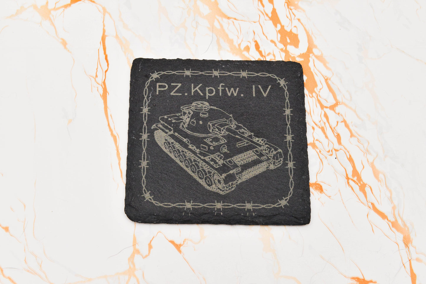 WWII German Panzer Slate Coaster – Historical Tank Drink Mat – Military Gaming Gift – Stone Coaster for Him or Man Cave Decor