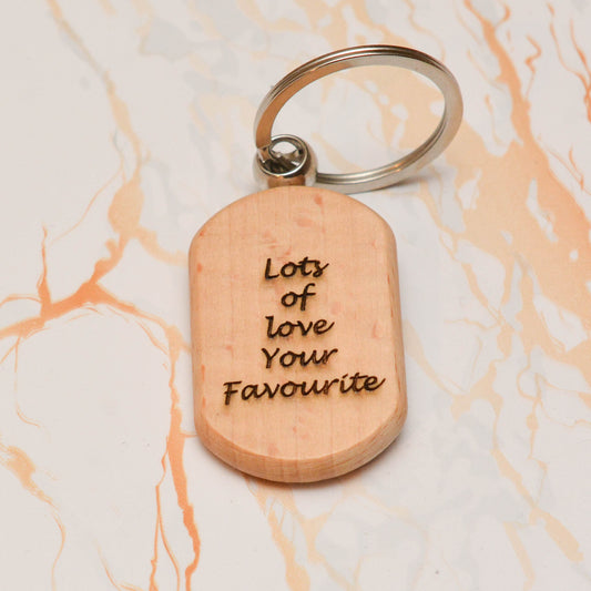 Personalised Wooden Father’s Day Keyring – Small Gift from Kids to Dad, Laser Engraved Wooden Keychain
