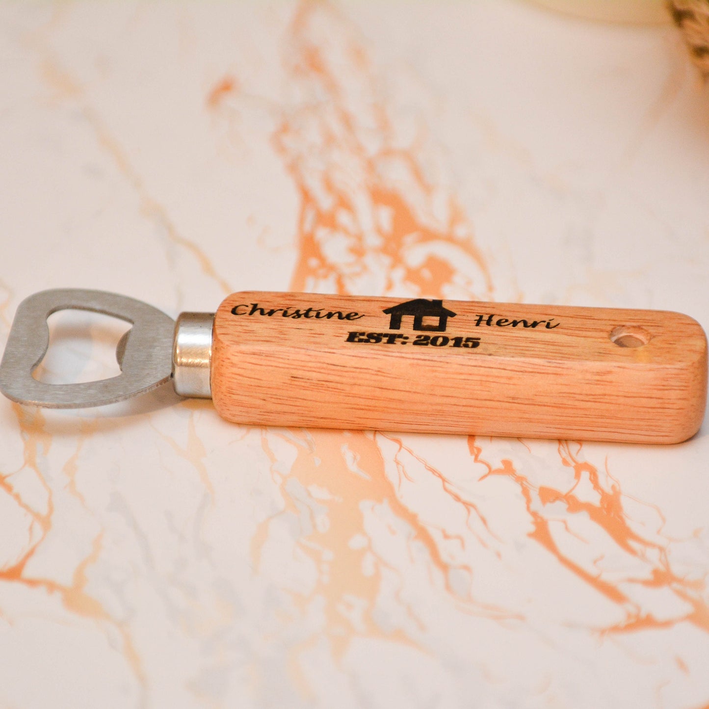 Personalised Wooden Bottle Opener – Housewarming Gift for Him or Her | Laser Engraved Beer Opener, Pocket Bar Tool, Rustic New Home Gift