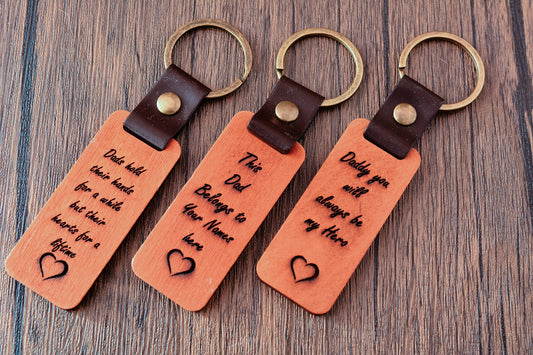 Personalised Wooden Keyring – Custom Father’s Day Gift for Dad, Grandad, or Stepdad, Engraved Keepsake Present for Him