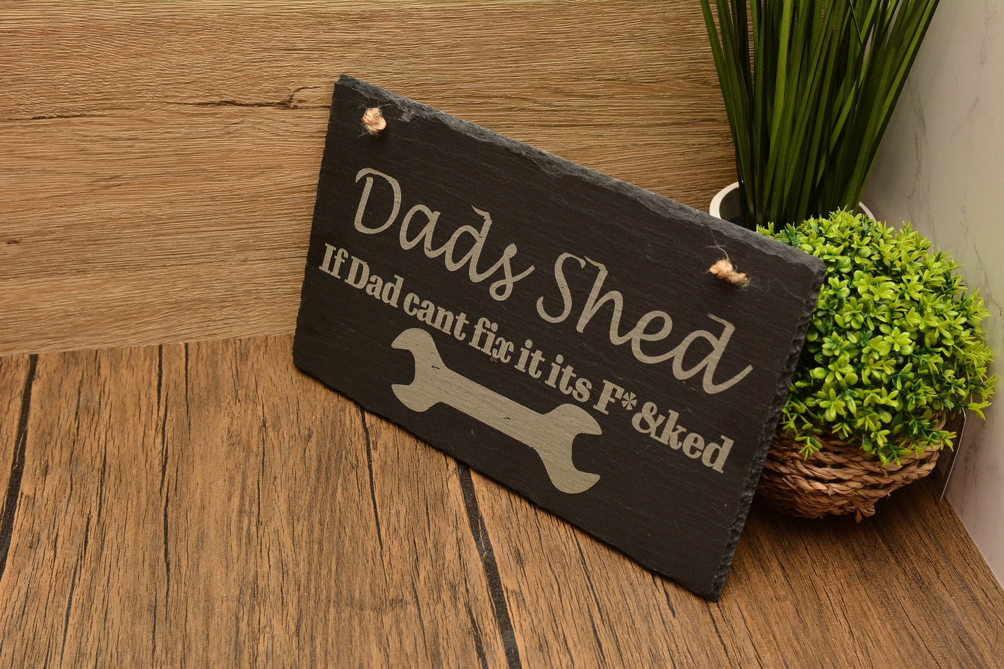 Rustic Funny Slate Father’s Day Sign – Humorous Dad Shed Gift – Wall Hanging Decoration for Him