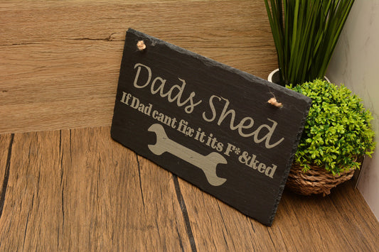Rustic Funny Slate Father’s Day Sign – Humorous Dad Shed Gift – Wall Hanging Decoration for Him
