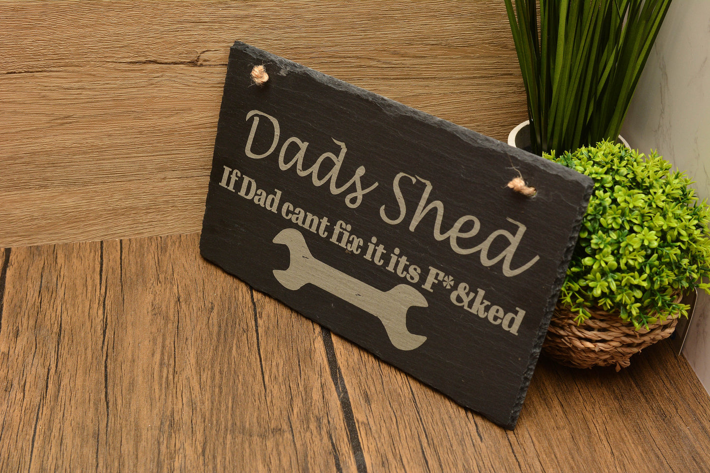 Rustic Funny Slate Father’s Day Sign – Humorous Dad Shed Gift – Wall Hanging Decoration for Him