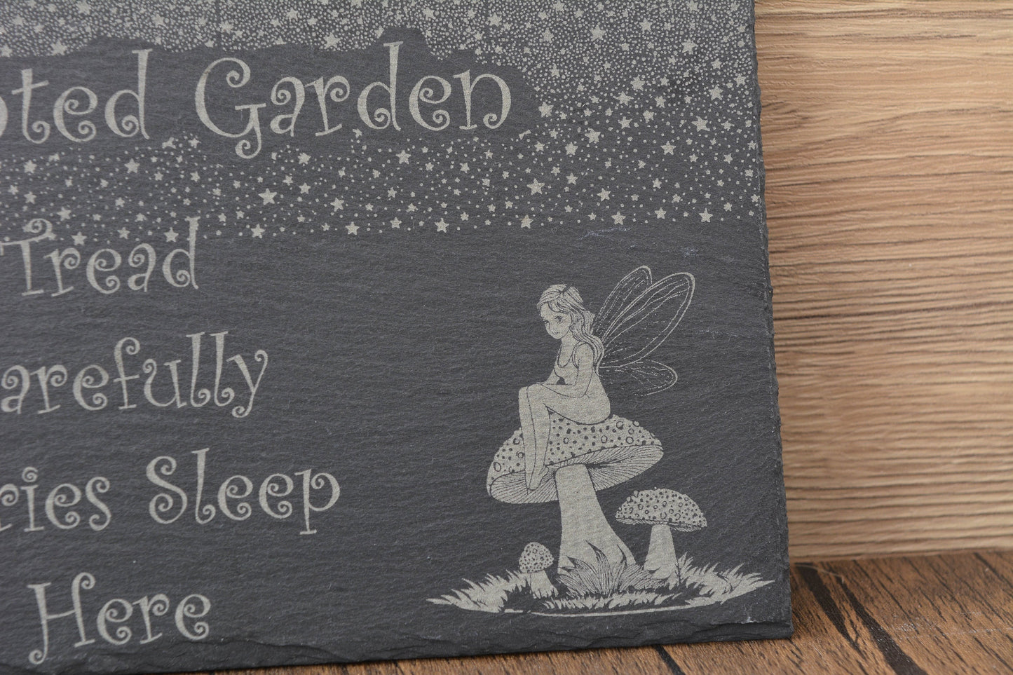 Whimsical Fairy Garden Slate Hanging Sign – Enchanted Garden Decor for Girls, Cute Outdoor Gift for Gardeners & Nature Lovers