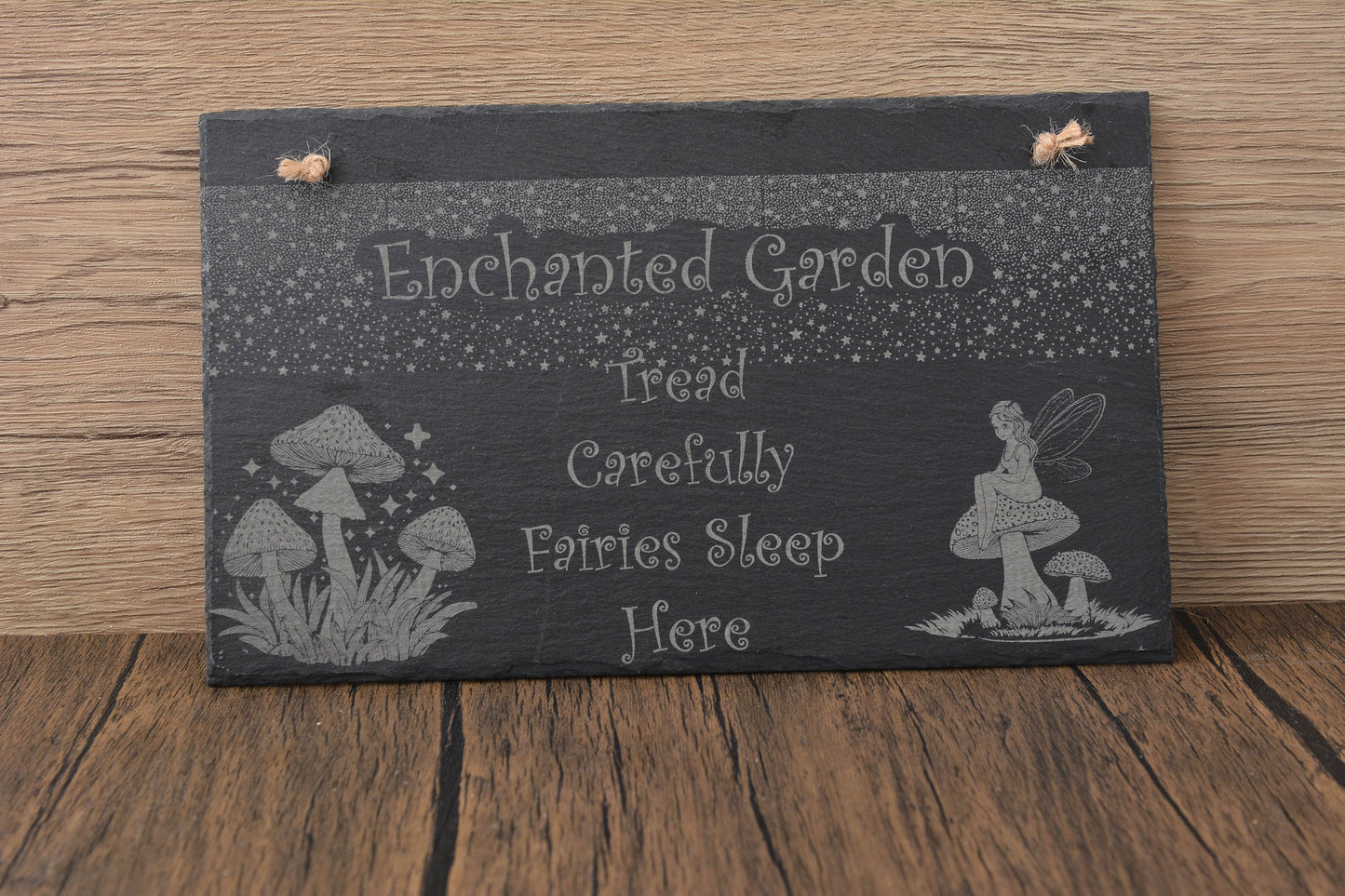 Whimsical Fairy Garden Slate Hanging Sign – Enchanted Garden Decor for Girls, Cute Outdoor Gift for Gardeners & Nature Lovers