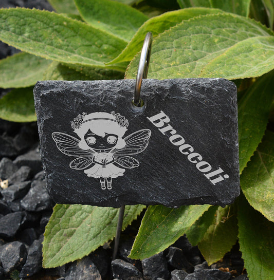 Fairy Engraved Slate Garden Markers – Whimsical Allotment Tags for Vegetables & Herbs – Custom Plant Labels, Gardening Gift for Nature Lovers