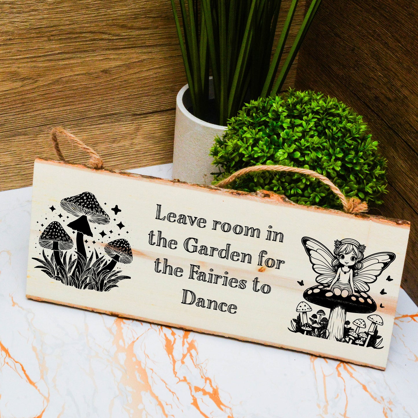 Enchanted Garden Wooden Hanging Sign – Fairy Garden Whimsical Decor, Cute Gift for Girl Gardener, Magical Outdoor Plaque