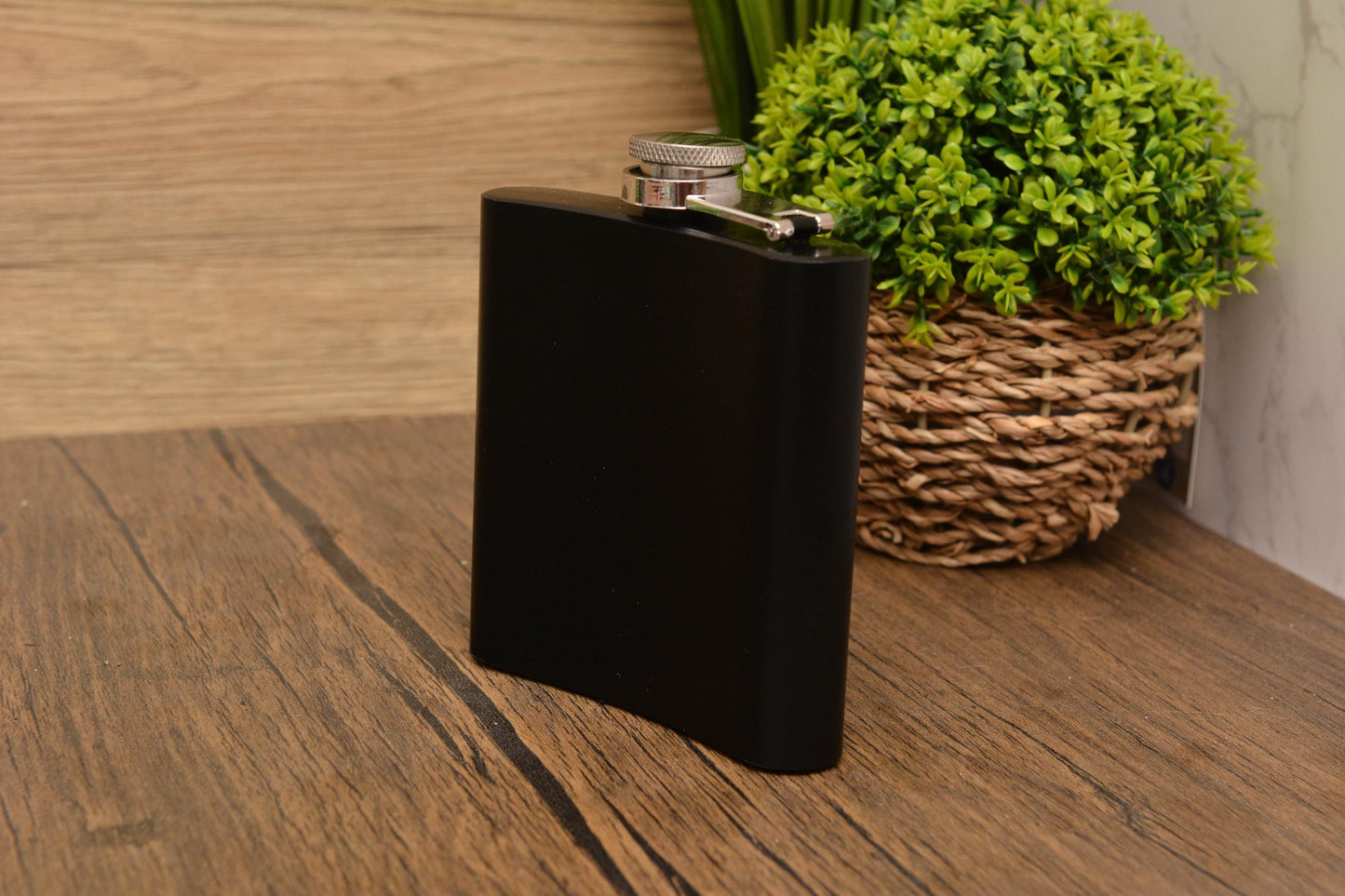 Norse Symbol Hip Flask – 6oz Black Stainless Steel Pocket Flask with Viking-Inspired Engravings
