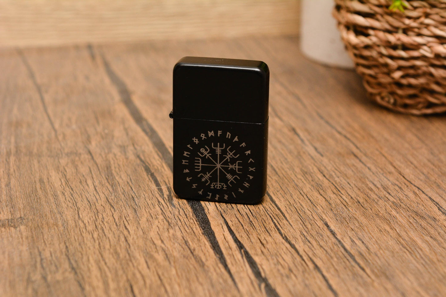 Engraved Norse Lighter – Refillable Petrol-Style with Viking Symbols – Gift for Him, Pagan or Mythology Fan