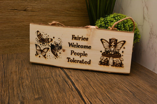 Enchanted Garden Wooden Hanging Sign – Fairy Garden Whimsical Decor, Cute Gift for Girl Gardener, Magical Outdoor Plaque