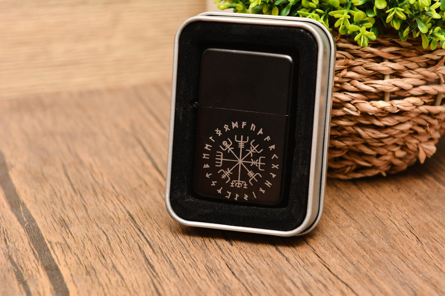 Engraved Norse Lighter – Refillable Petrol-Style with Viking Symbols – Gift for Him, Pagan or Mythology Fan