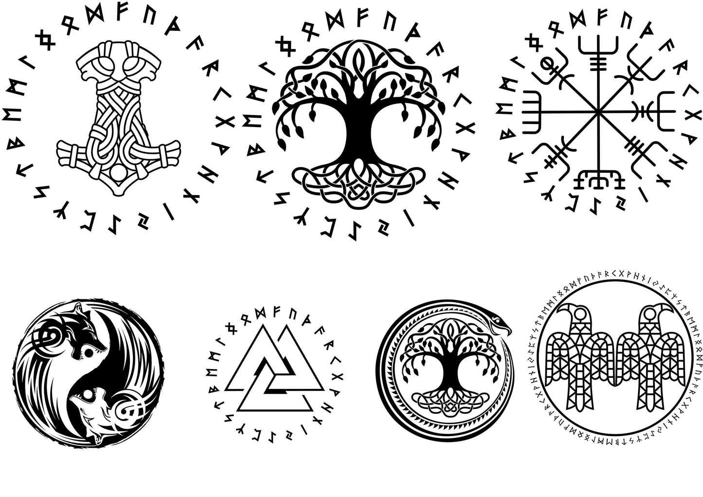 Norse Wooden Coasters – Laser Engraved Runes & Myth Symbols – A Viking Touch for Your Table