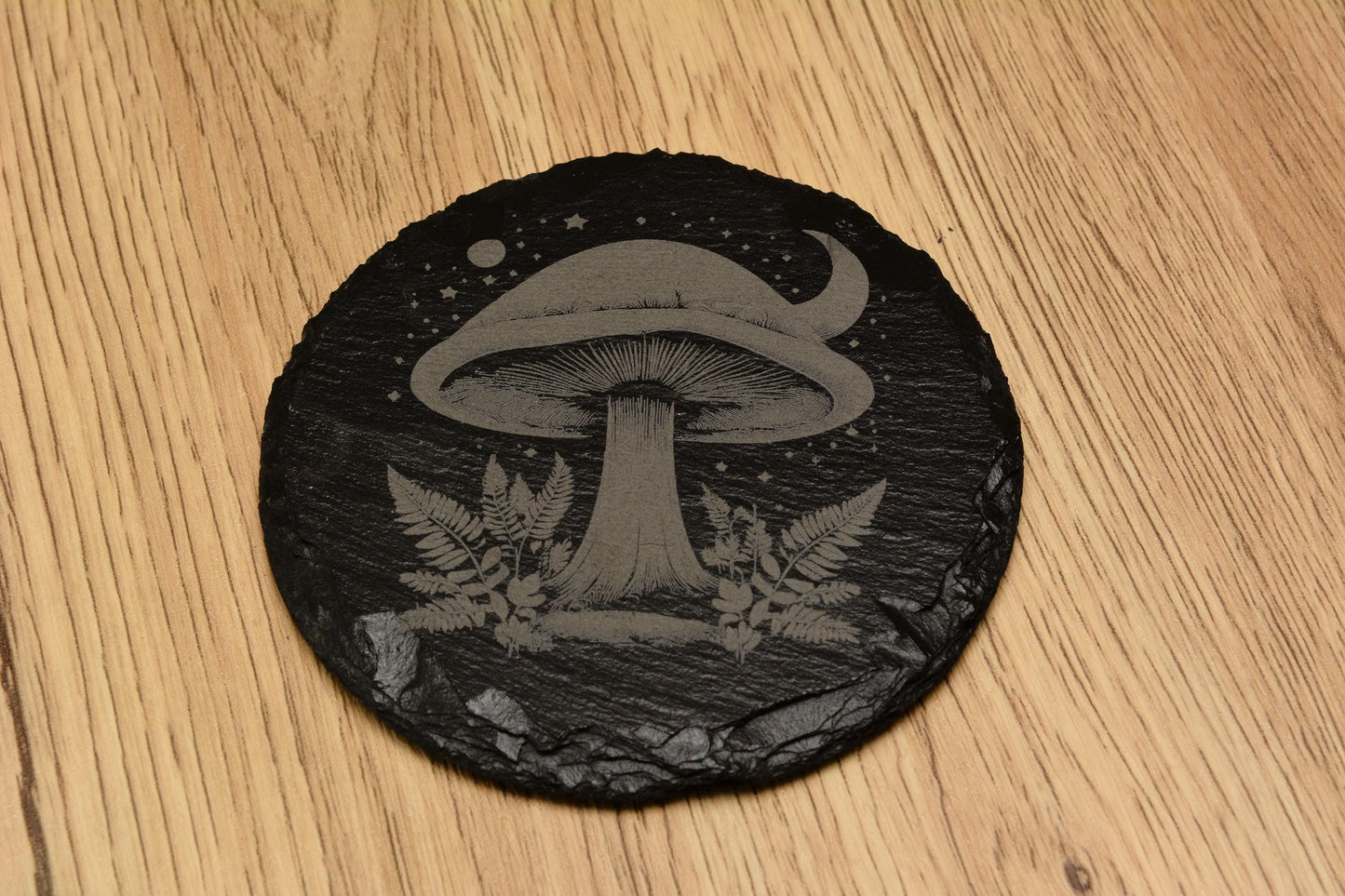 Enchanted Forest Mushrooms Slate Coasters, Rustic Natural Stone Coaster, Home Decor and Gifts